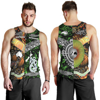 New Zealand Maori Aotearoa And Australia Aboriginal Men Tank Top Together - Green LT8 - Polynesian Pride