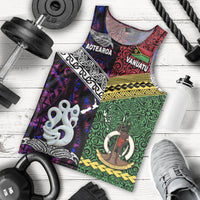 New Zealand And Vanuatu Men Tank Top Together - Purple LT8 - Polynesian Pride