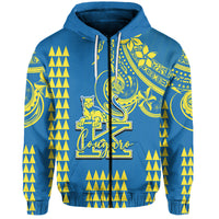 Custom Hawaii High School Henry J. Kaiser Hoodie Mix Kakau LT6 Zip Hoodie Blue - Polynesian Pride