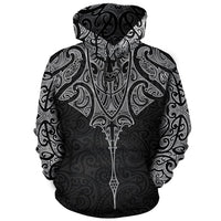 New Zealand Hoodie Manta Maori Ta Moko Unisex Black - Polynesian Pride