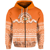Custom Tailulu College Zip Hoodie Tonga Patterns Style LT6 Unisex Orange - Polynesian Pride