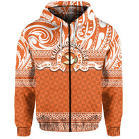 Custom Tailulu College Zip Hoodie Tonga Patterns Unisex Orange - Polynesian Pride