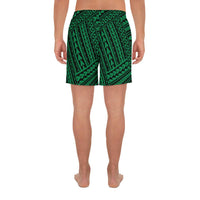 Polynesian Nation Green Men's Athletic Long Shorts - Polynesian Pride