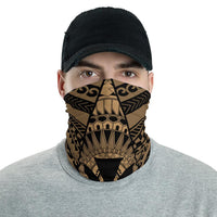 Hawaiian Bandana Kakau Kanaka Anchor Neck Gaiter - Triangle Style - AH - Gold One Size Gold - Polynesian Pride