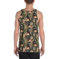 Hawaii Tropical Floral Vintage Strelitzia Flower Banana Leaves - Hawaii Men's Tank Top AH - Polynesian Pride