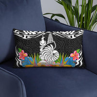 New Caledonia Pillow - Coat Of Arms With Tropical Flowers - Polynesian Pride