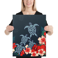 Hibiscus And Turtle Skillful Canvas 16x20 Canvas White - Polynesian Pride