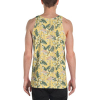 Tropical Flamingo Yellow Hawaii Men's Tank Top AH - Polynesian Pride