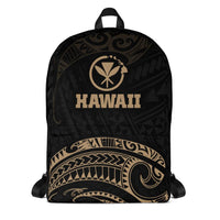 Hawaii Polynesian Backpack - Gold Tribal Wave Black - Polynesian Pride