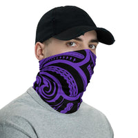 Hawaiian Bandana - Polynesian Swirly Tatau Purple Neck Gaiter - Polynesian Pride