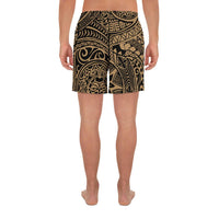 Polynesian Hawaiian Style Tribal Tattoo Gold Men's Athletic Long Shorts - Polynesian Pride