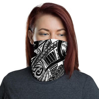 Hawaiian Bandana - Polynesian Curly Tatau White Neck Gaiter One Size Art - Polynesian Pride