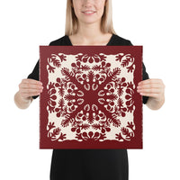 Hawaiian Quilt Tradition Red Canvas 16x16 Canvas Red - Polynesian Pride