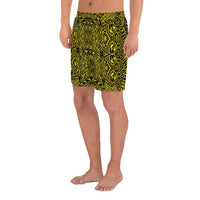 Polynesian Lauhala Mix Yellow Men's Athletic Long Shorts - Polynesian Pride