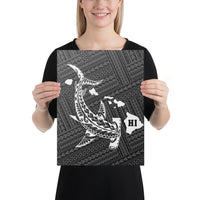 Hawaiian Map Hammerhead Shark Polynesian Canvas White 12x16 Canvas White - Polynesian Pride