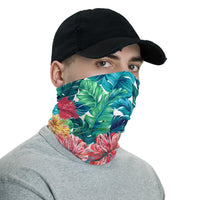 Tropic Hibiscus Hawaiian Bandana Anchor Neck Gaiter - AH - White - Polynesian Pride