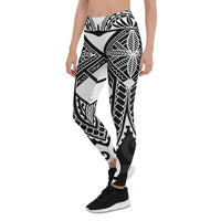Guam Polynesian Leggings - Guam White Seal with Polynesian Tattoo Ver 01 - Polynesian Pride