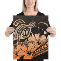 Hawaii Turtle Map Polynesian Orange Canvas 16x20 Canvas White - Polynesian Pride