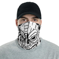 Hawaiian Bandana Vocalno Flowers Tiki Neck Gaiter - AH - White One Size White - Polynesian Pride