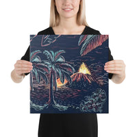 Night On The Land Canvas 16x16 Canvas White - Polynesian Pride