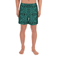 Polynesian Lauhala Mix Turquoise Men's Athletic Long Shorts Art - Polynesian Pride
