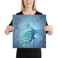 Turtle Beauty Canvas 16x16 Canvas White - Polynesian Pride