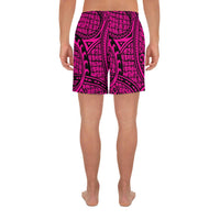 Polynesian Maori Lauhala Pink Men's Athletic Long Shorts - Polynesian Pride