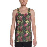 Hawaii Palm Leaves Pineapples Jungle Leaf - Hawaii Men's Tank Top AH White - Polynesian Pride