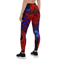 Samoa Leggings - Blue Shark Polynesian Tattoo - Polynesian Pride