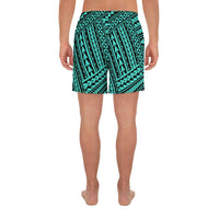 Polynesian Nation Turquoise Men's Athletic Long Shorts - Polynesian Pride