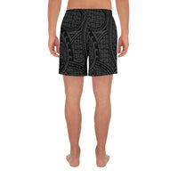 Polynesian Maori Lauhala Gray Men's Athletic Long Shorts - Polynesian Pride
