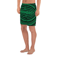 Polynesian Seamless Green Men's Athletic Long Shorts - Polynesian Pride
