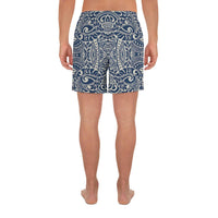 Polynesian Culture Blue White Men's Athletic Long Shorts - Polynesian Pride