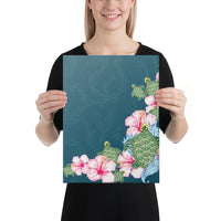 Hibiscus Turtle Dance Canvas 12x16 Canvas White - Polynesian Pride
