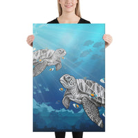 Turtle And Humuhumunukunukuapua'a Canvas 24x36 Canvas White - Polynesian Pride