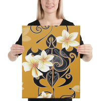 Turtle Poly Tribal Plumeria Yellow Canvas 16x20 Canvas Yellow - Polynesian Pride