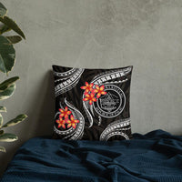 Palau Polynesian Pillow - White Plumeria Pillow 18 x 18 Black - Polynesian Pride