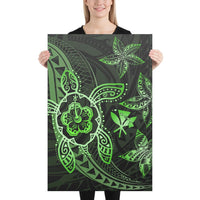 Kanaka Map Hibiscus Plumeria Turtle Art Green Polynesian Canvas 24x36 Canvas Green - Polynesian Pride