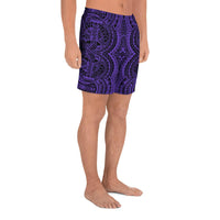 Polynesian Symmetry Violet Men's Athletic Long Shorts - Polynesian Pride