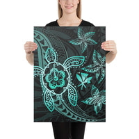 Kanaka Map Hibiscus Plumeria Turtle Art Turquoise Polynesian Canvas 18x24 Canvas Turquoise - Polynesian Pride