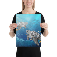 Turtle And Humuhumunukunukuapua'a Canvas 12x16 Canvas White - Polynesian Pride