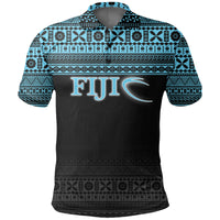 Fiji Polo Shirt Rugby Fijian Tapa Pattern Unisex Black - Polynesian Pride