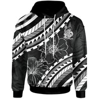 New Caledonia Hoodie Palm Leaf Texture Black Unisex Black - Polynesian Pride