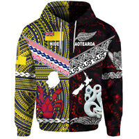 New Zealand Niue Hoodie Maori and Polynesian Together Red LT8 - Polynesian Pride