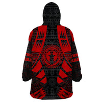 Northern Mariana Islands Red Tattoo Style Wearable Blanket Hoodie LT9 - Polynesian Pride
