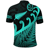 New Zealand Rugby Maori Polo Shirt Silver Fern Koru Vibes Turquoise LT8 - Polynesian Pride