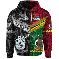 Custom Vanuatu New Zealand Hoodie Together Black, Custom Text and Number LT8 - Polynesian Pride