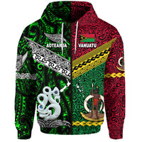 Vanuatu New Zealand Zip Hoodie Together Green LT8 - Polynesian Pride
