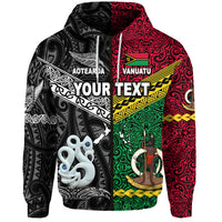 Custom Vanuatu New Zealand Zip Hoodie Together Black LT8 - Polynesian Pride
