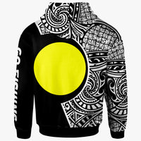 Palau Zip Hoodie Hook Tattoo Black Color - Polynesian Pride